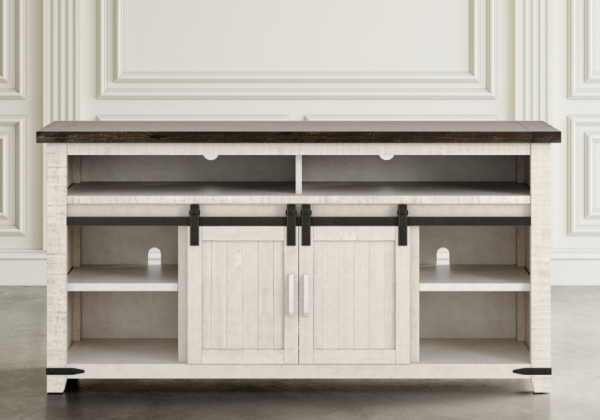 Madison County White TV Stand w/ Fireplace Insert - Image 5