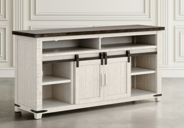 Madison County White TV Stand w/ Fireplace Insert - Image 4