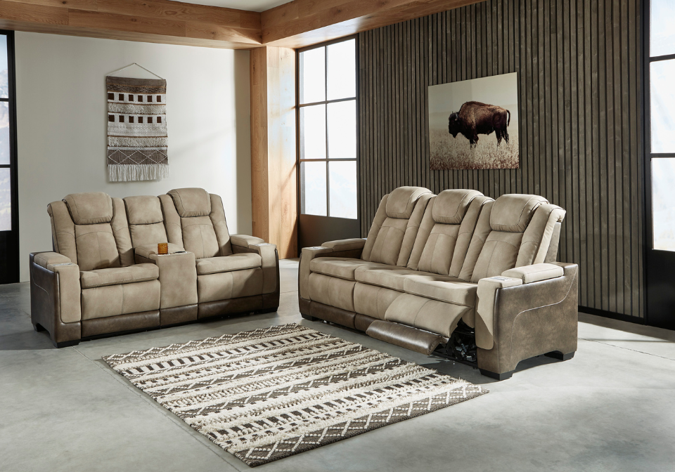 Next-Gen Durapella Sand Power Reclining Sofa Set