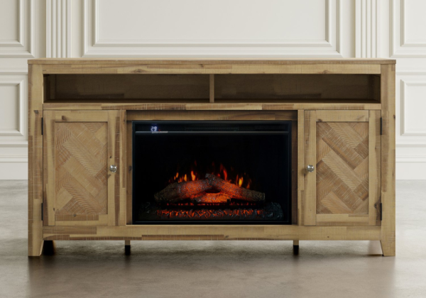 Bryce Natural TV Stand with Fireplace - Image 3
