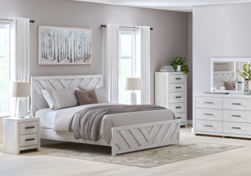 Cayboni Whitewash King Bed Set