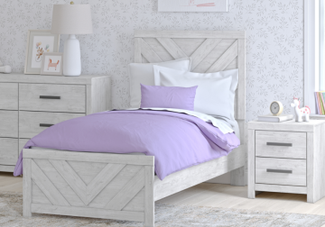 Cayboni Whitewash Twin Bed