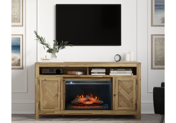 Bryce Natural TV Stand with Fireplace