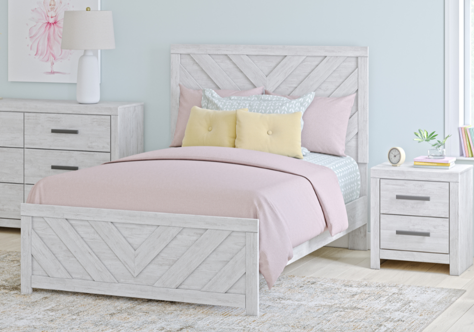 Cayboni Whitewash Full Bed Set