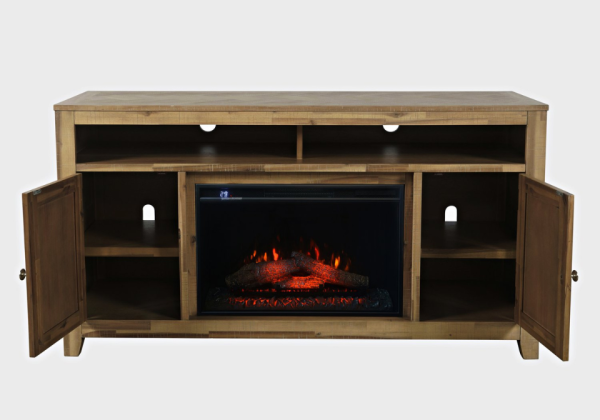 Bryce Natural TV Stand with Fireplace - Image 4