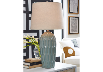 Alternative view of Hadbury Teal Blue Table Lamp