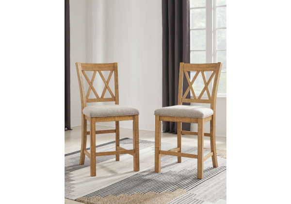 Havonplane Brown Upholstered Barstool - Image 2