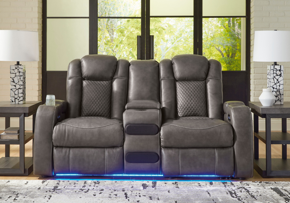 Fyne-Dyme Shadow Power Reclining Loveseat