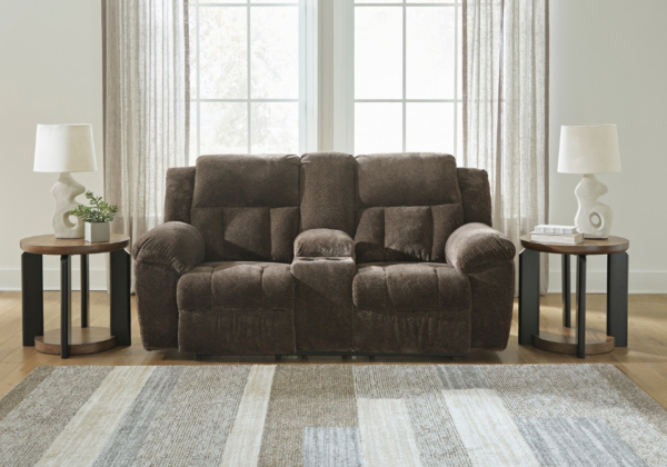 Frohn Chocolate Reclining Loveseat - Image 3