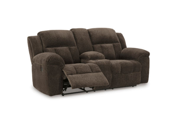 Frohn Chocolate Reclining Loveseat - Image 2