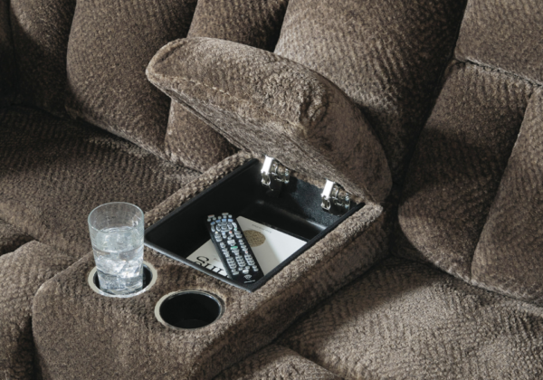 Frohn Chocolate Reclining Loveseat - Image 4