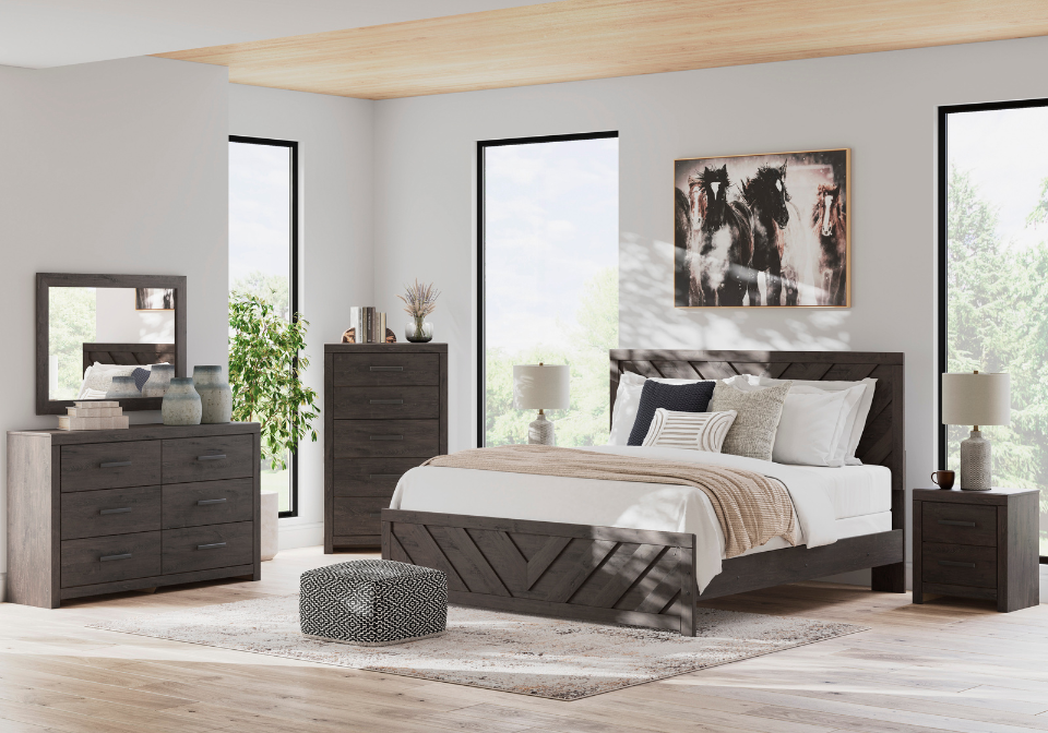 Prendonea Charcoal King Bed Set