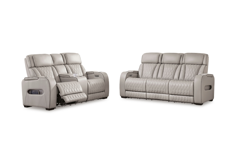 Boyington Gray Power Reclining Sofa Set