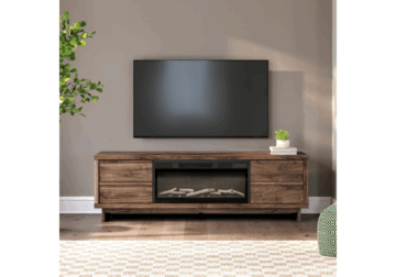 Alternative view of Zadilyn Brown XL TV Stand with Fireplace Insert