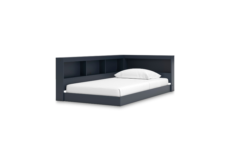 Simmenfort Navy Twin Bookcase Storage Bed