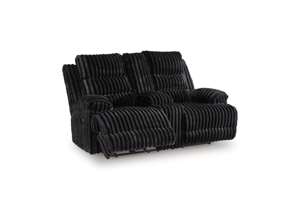 Rhines Falls Onyx Double Reclining Power Loveseat W/console