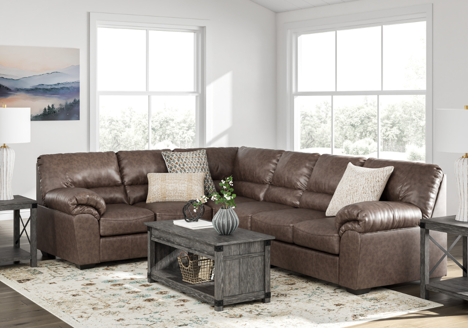 WillowBend Umber Three-Piece LAF Sofa Sectional
