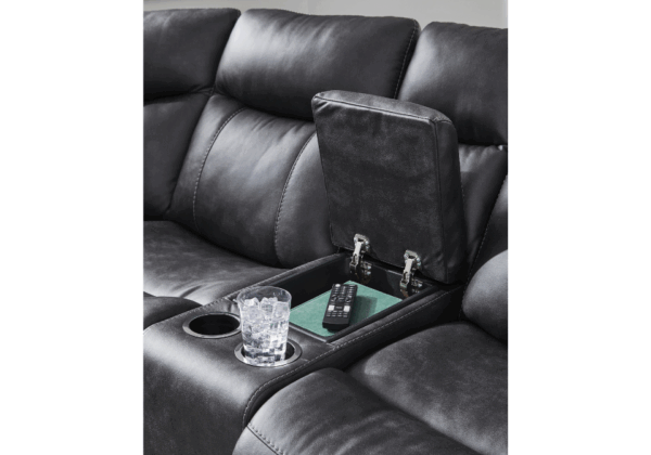Sultan Meadow Black Two-Piece Reclining Sectional - Image 3