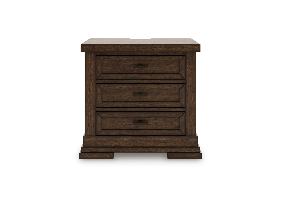 Taffenbrook Brown Three-Drawer Nightstand