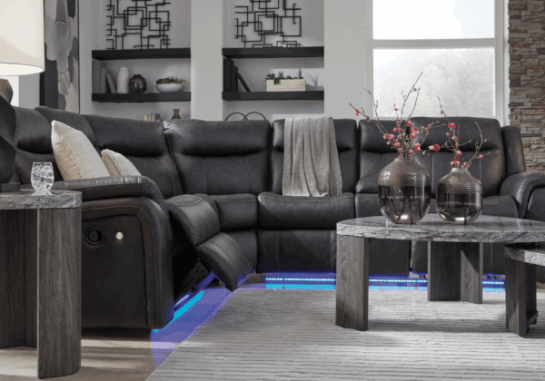 Sultan Meadow Black Two-Piece Reclining Sectional - Image 2