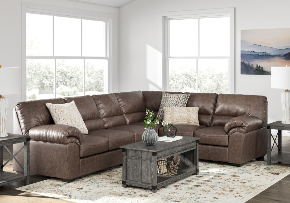 WillowBend Umber Three-Piece RAF Sofa Sectional