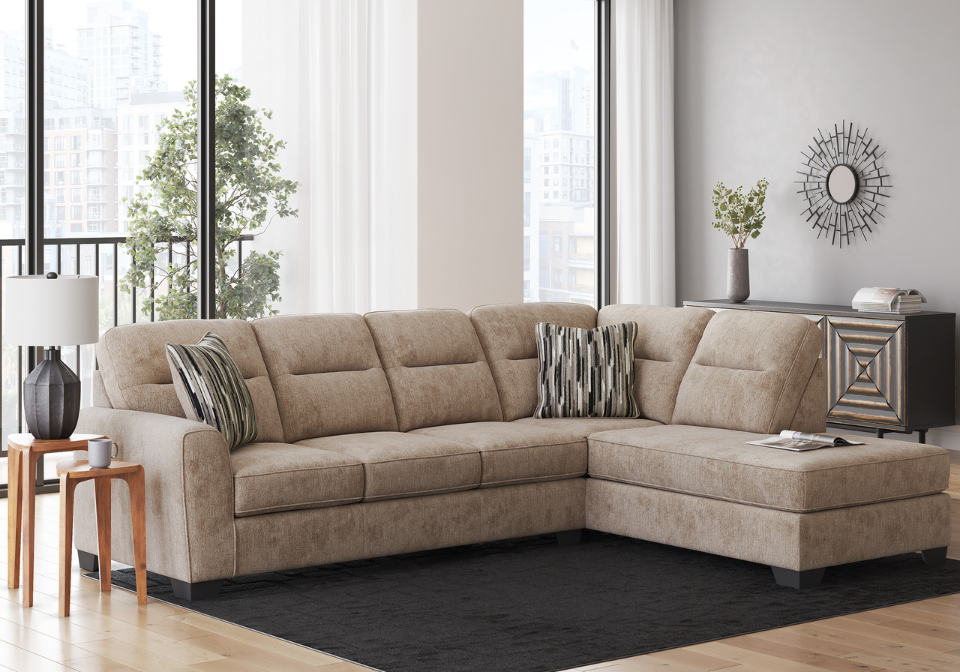 Olten Mocha Two-Piece Sectional with RAF Chaise