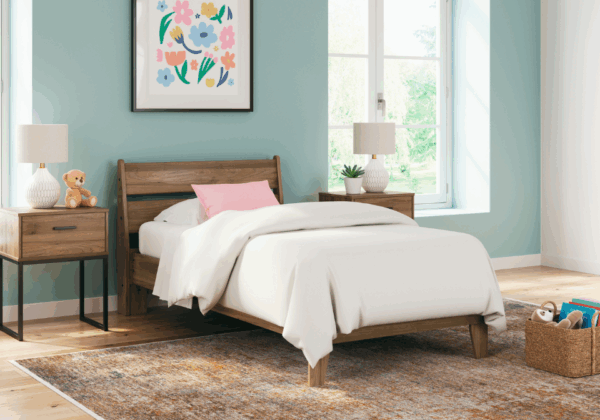 Deanlow Honey Twin Platform Panel Bed - Image 2
