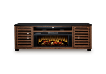 Kallari Warm Brown XL TV Stand w/ Fireplace Insert