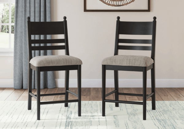 Greddinton Black Upholstered Barstool - Image 2
