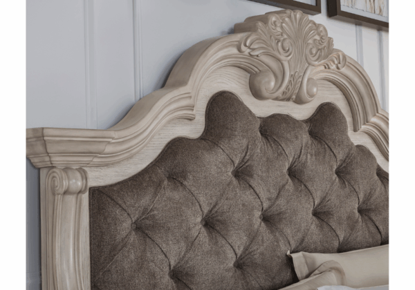 Bruchandi Antique White Upholstered King Bed - Image 3