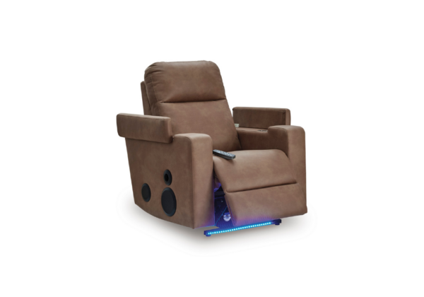 Lorrenton Caramel Glider Power Recliner w/ Audio System - Image 2