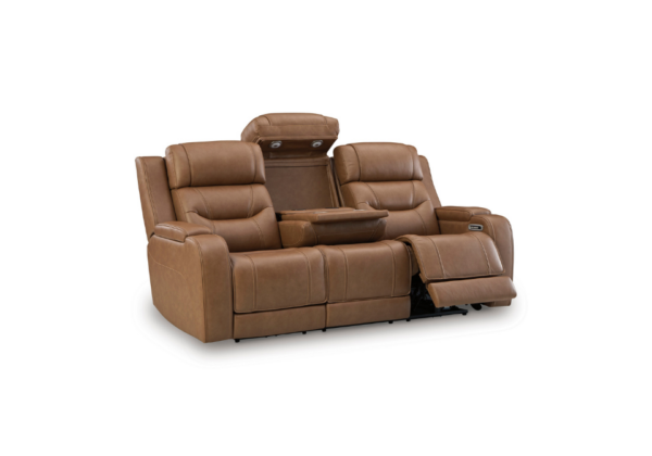 Knightington Caramel Power Reclining Sofa w/ Audio Seating - Image 2