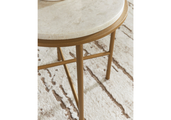 Alben Antique Gold Round End Table - Image 2