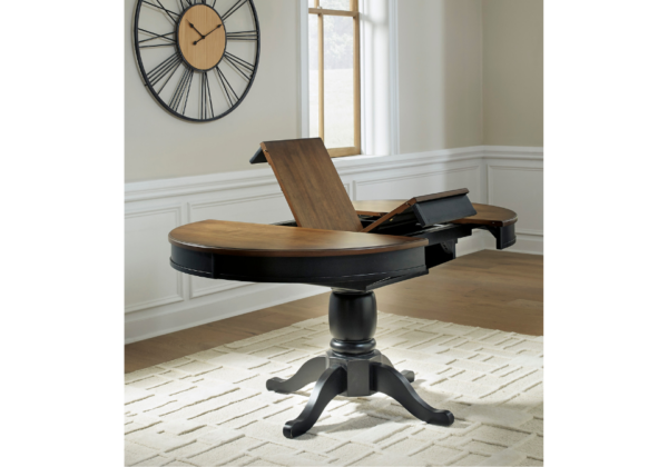 Clorazi Black/Brown Oval Dining Butterfly Extension Table - Image 2