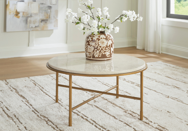 Alben Antique Gold Round Cocktail Table - Image 2