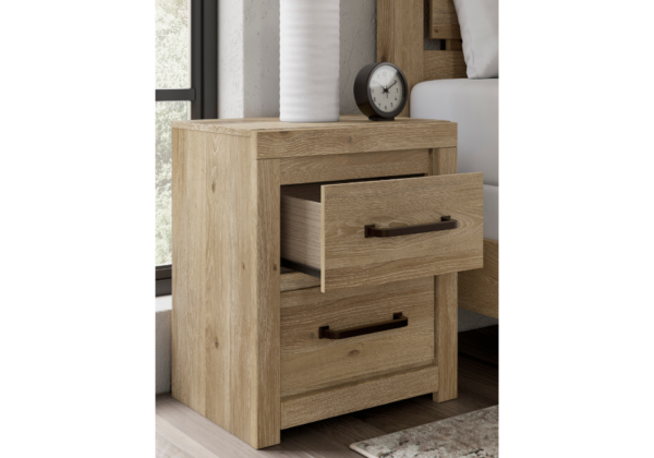 Brozmont Tan Two Drawer Nightstand - Image 3